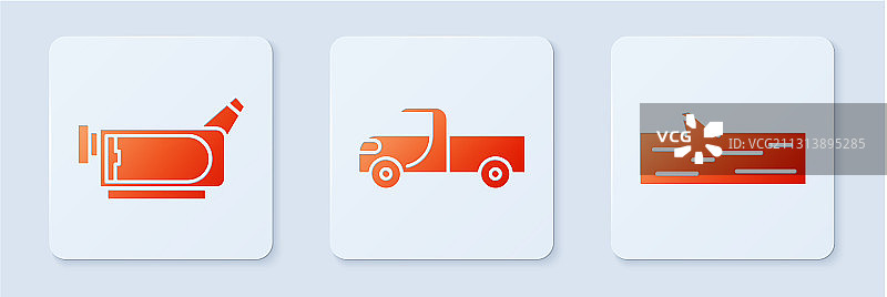 皮卡车、电影摄影机和木头图片素材