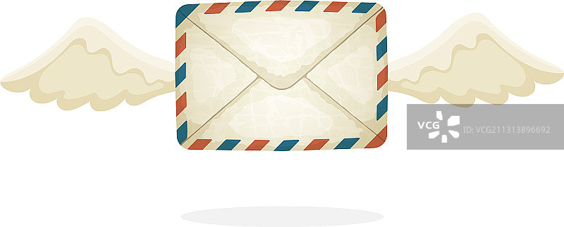 飞舞的带翅膀复古邮封图片素材