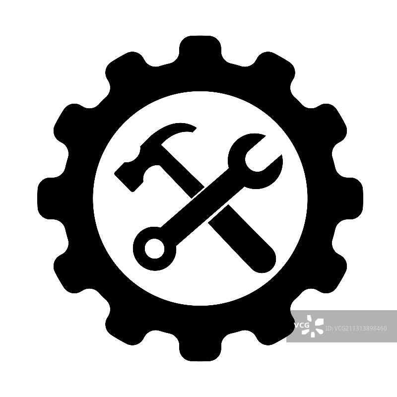 白色背景上的维修服务工具图标图片素材