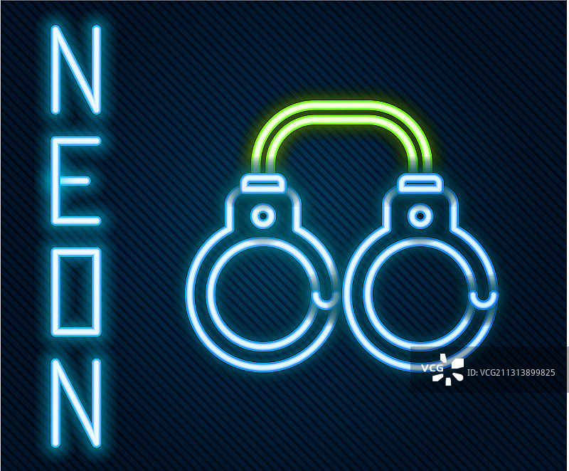 发光霓虹灯线条性感毛绒手铐图标图片素材