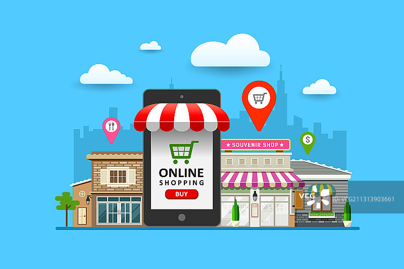 手机在线购物促销设计图片素材
