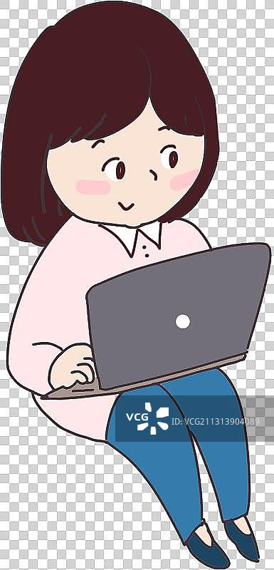 看笔记本的女孩元素图片素材