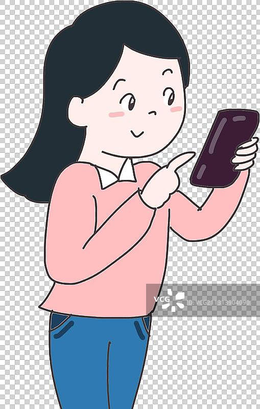 看手机的女孩元素图片素材