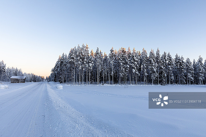 芬兰罗瓦涅米冬季风光图片素材