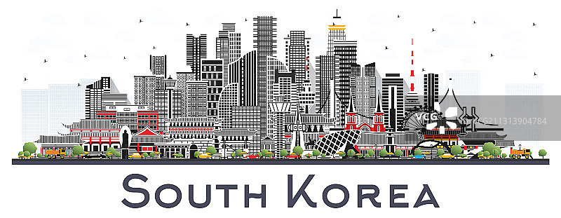 韩国城市天际线与灰色建筑图片素材