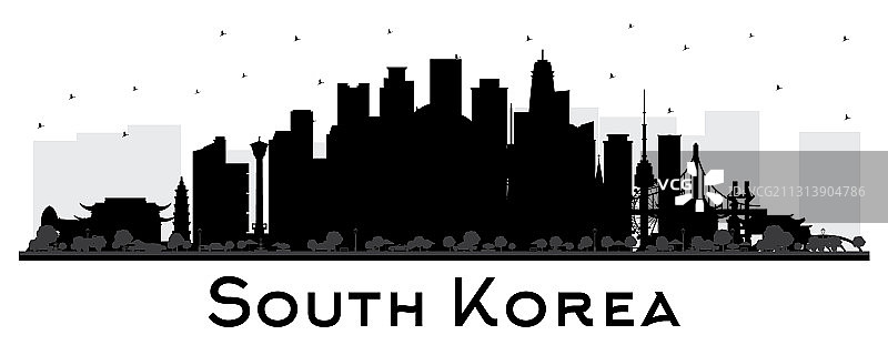 韩国城市黑色剪影图片素材