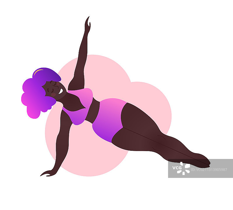 加大码黑色曲线女士瑜伽课图片素材