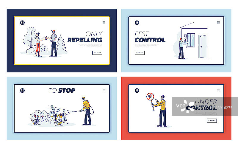 人们保护皮肤的着陆页套装图片素材