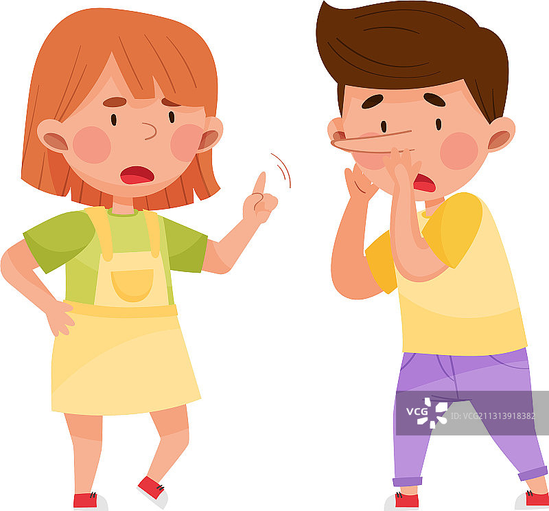 小男孩对同龄女孩撒谎图片素材