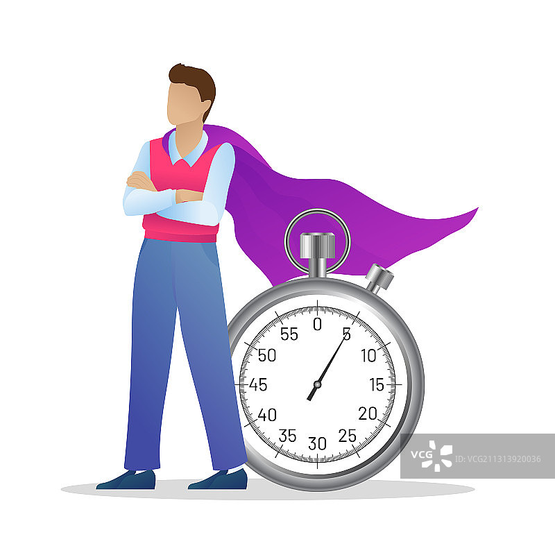 披着斗篷拿着秒表的成功商人图片素材