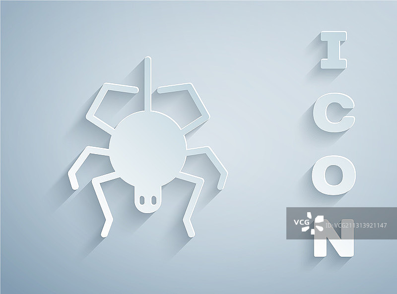 灰色背景上的剪纸蜘蛛图标图片素材