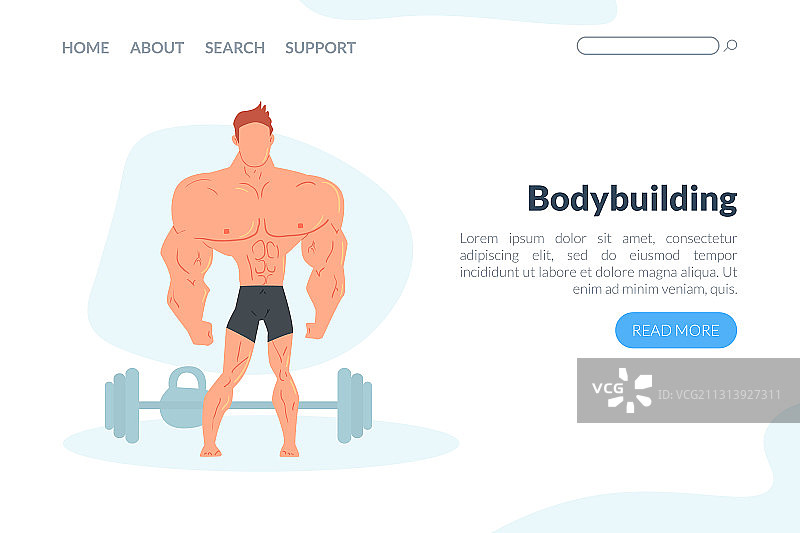 肌肉健美运动着陆页模板图片素材