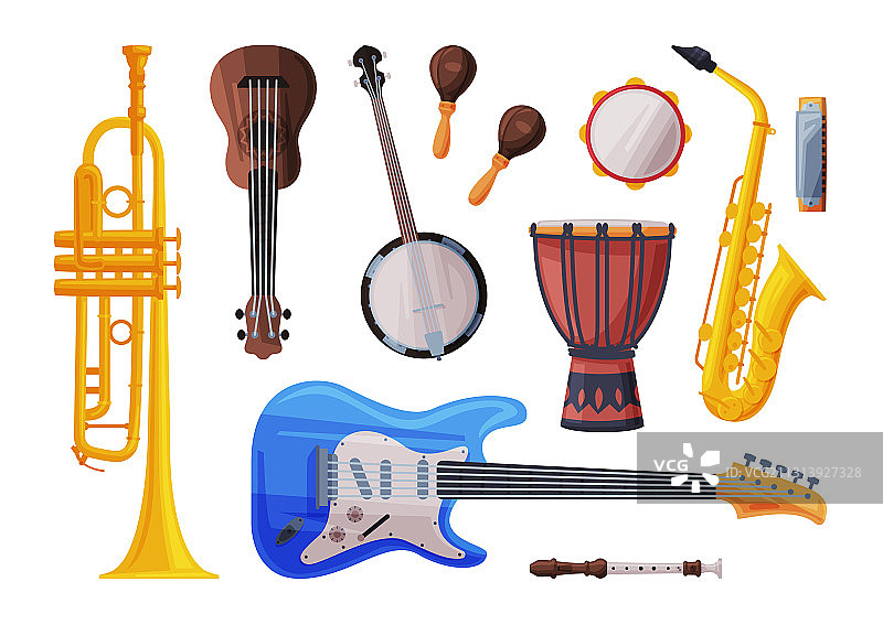 大提琴、尤克里里与萨克斯管乐器合集图片素材