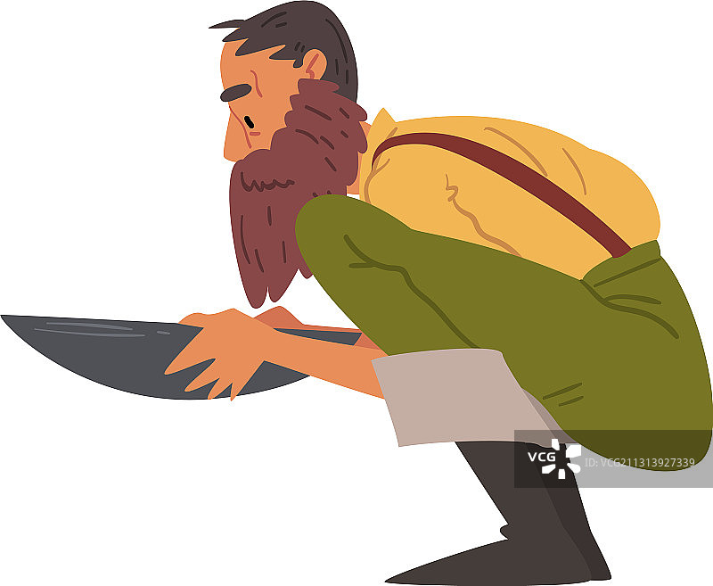 男性勘探者，留着胡子的金矿工人角色图片素材