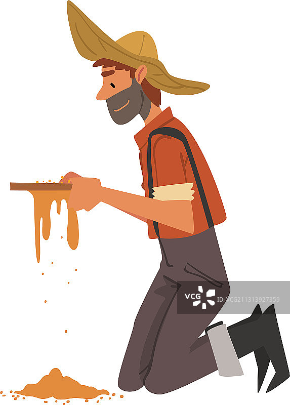 男性勘探者，留着胡子的金矿工人角色图片素材