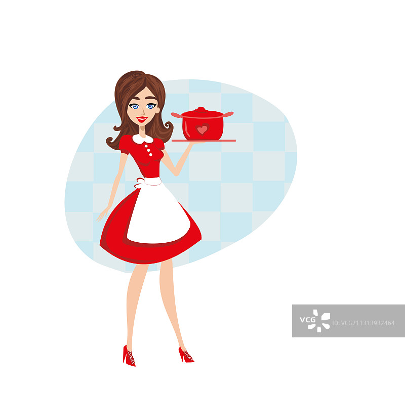 漂亮的女服务员提供晚餐图片素材