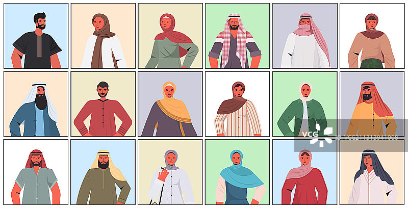 穿传统阿拉伯服装的阿拉伯男女图片素材
