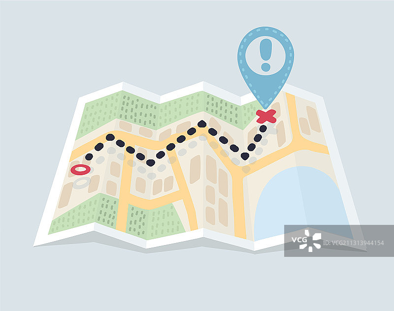 红色标记导航折叠地图图片素材