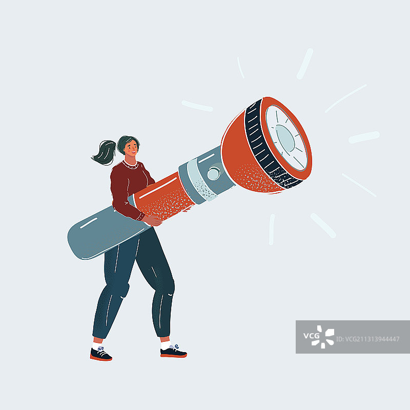 拿着LED手电筒的女人图片素材