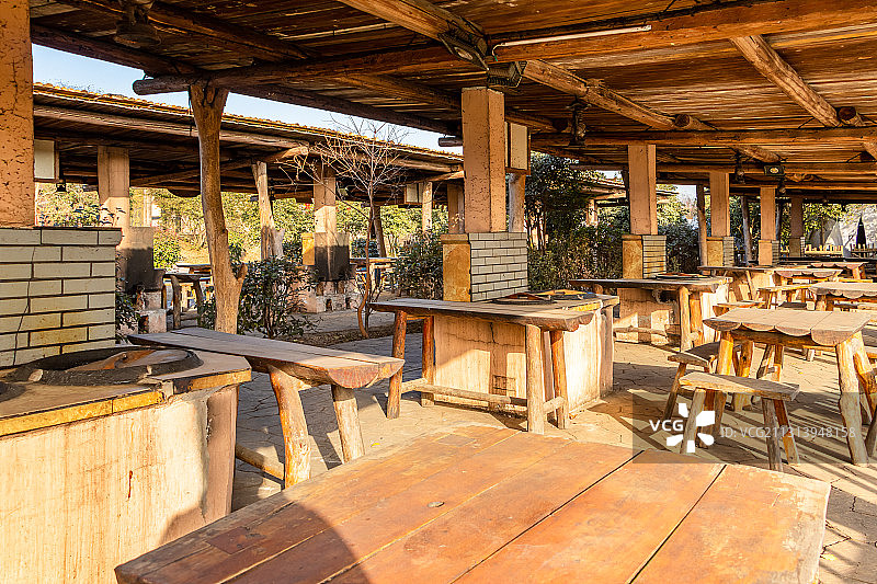 中国南京三国村大锅灶生火煮饭区域图片素材