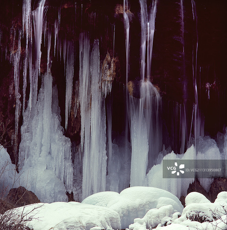 四川，九寨沟冬景。图片素材