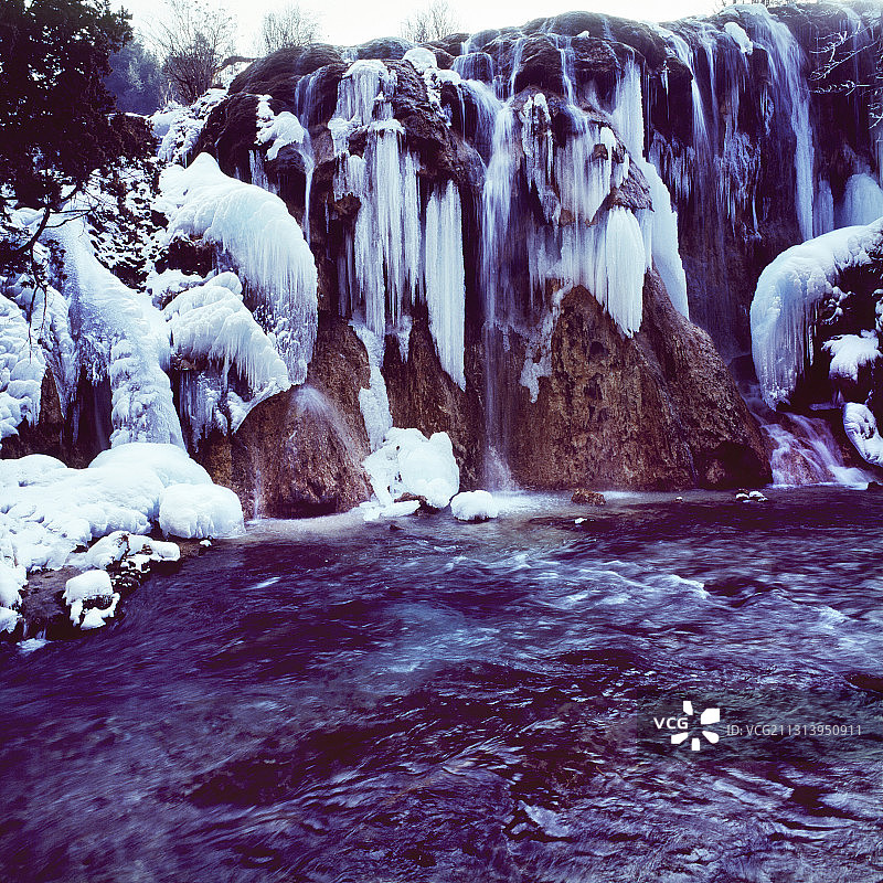 四川，九寨沟冬景。图片素材