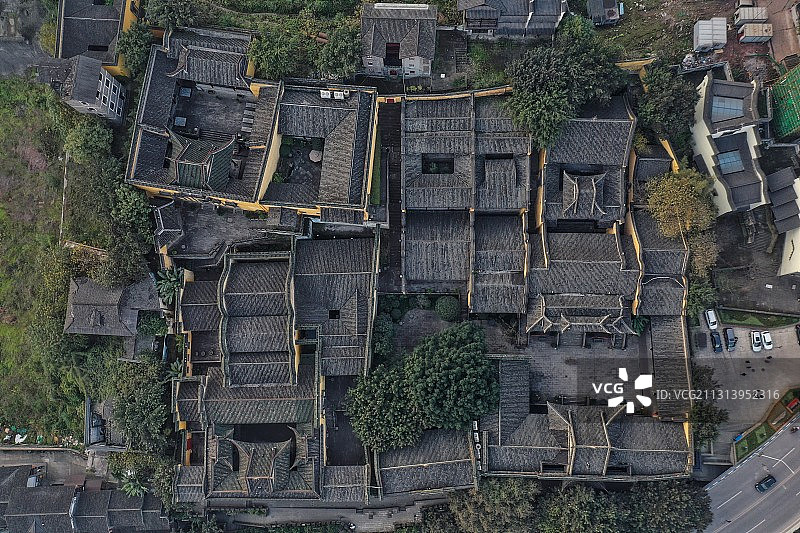 重庆湖广会馆街区航拍图片素材