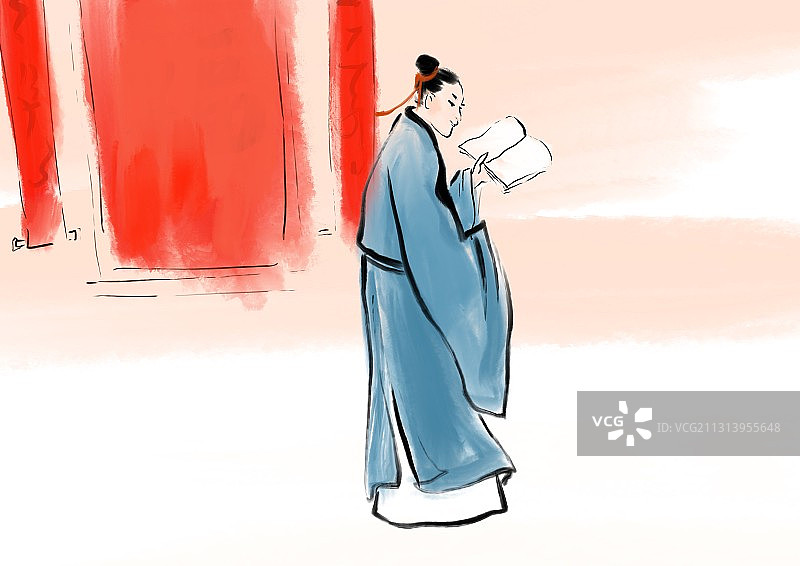 水墨中国画成语故事人物画插图图片素材