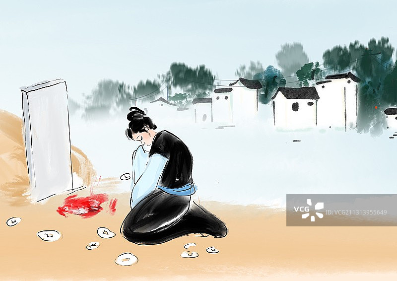 水墨中国画成语故事人物画插图图片素材