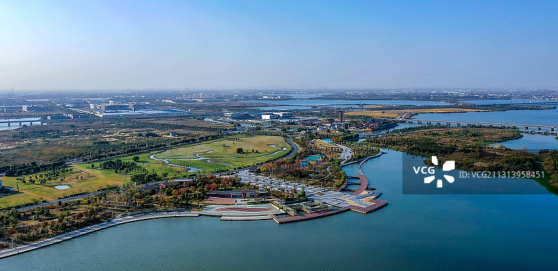 航拍江苏省苏州市-江苏省汾湖高新技术产业开发区图片素材