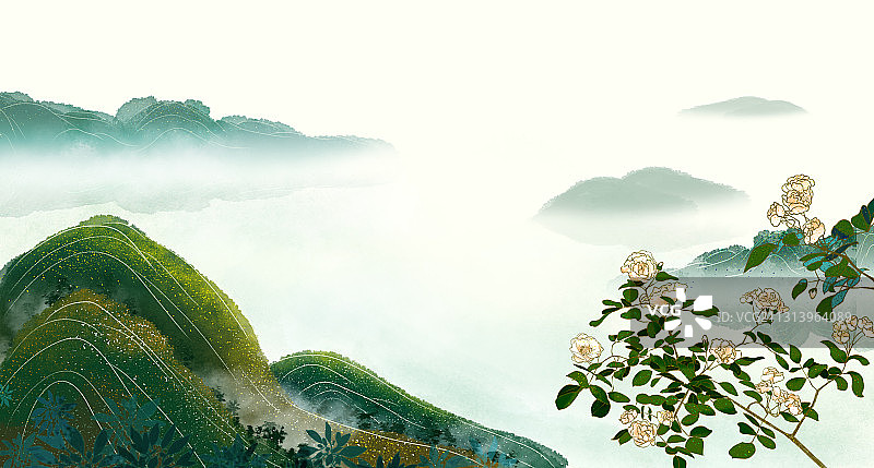 花间山水二十四节气之惊蛰图片素材