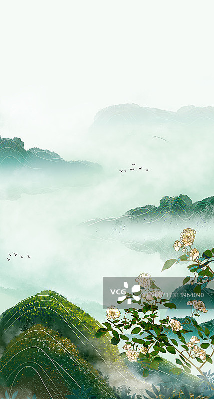 花间山水二十四节气之惊蛰图片素材
