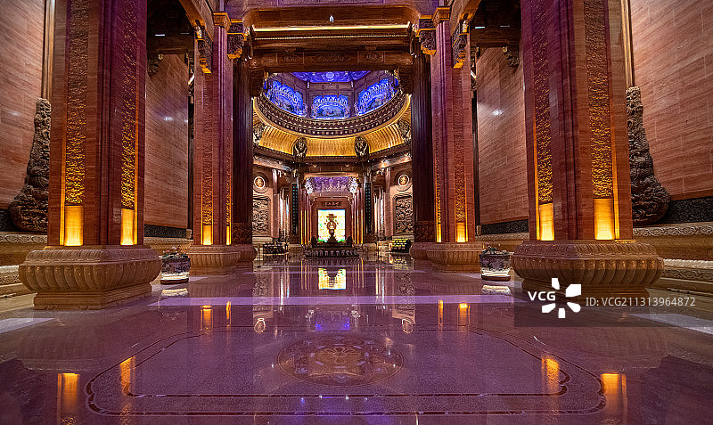 航拍江苏省无锡市5A级景区灵山大佛风景区，梵宫内景图片素材