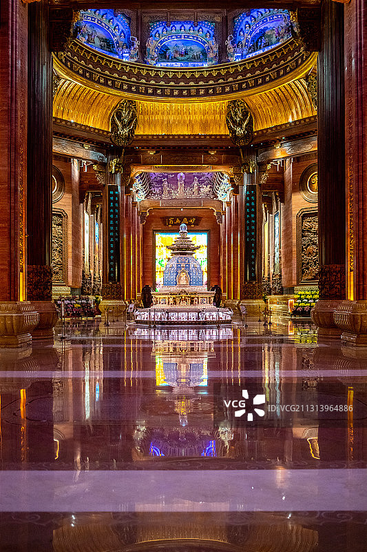 航拍江苏省无锡市5A级景区灵山大佛风景区，梵宫内景图片素材