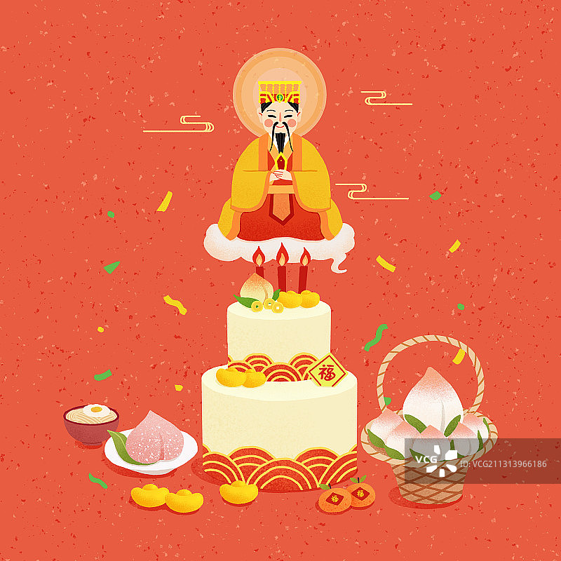 年俗红色背景方形正月初九-天公生图片素材