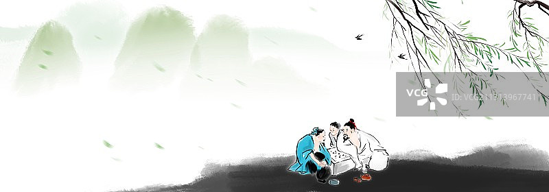 古典诗词文学名著水墨人物画图片素材