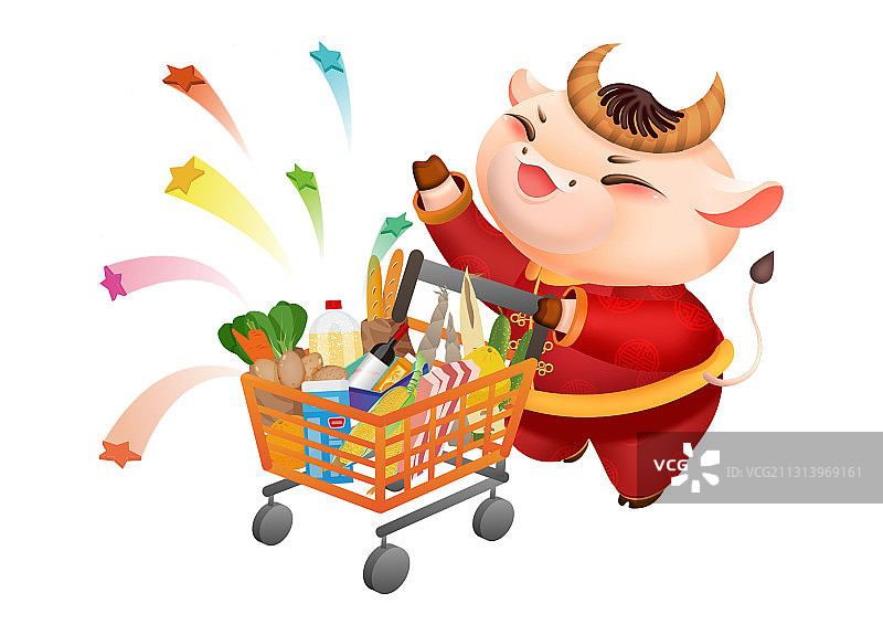 牛年-购物车-生肖-年俗-年货图片素材