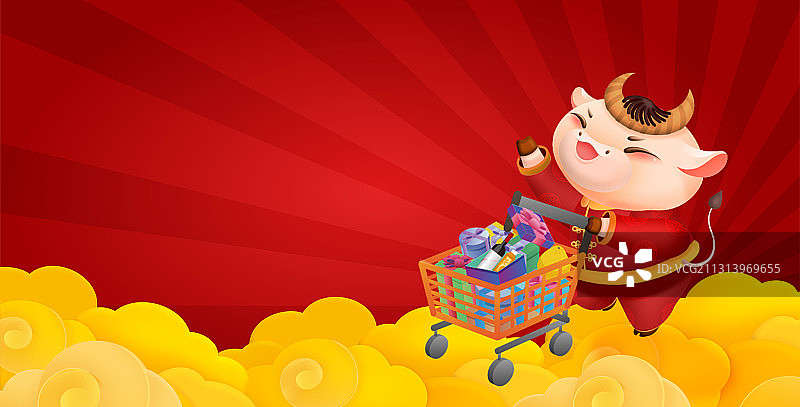 牛年-年俗-生肖牛-购物车图片素材