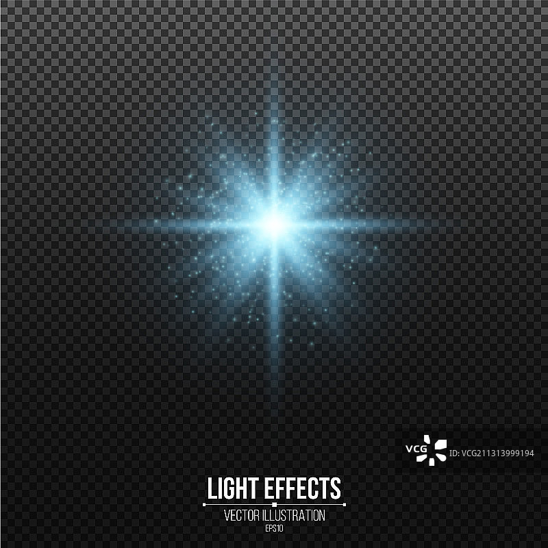 深色背景上闪耀的蓝色星星和闪光图片素材