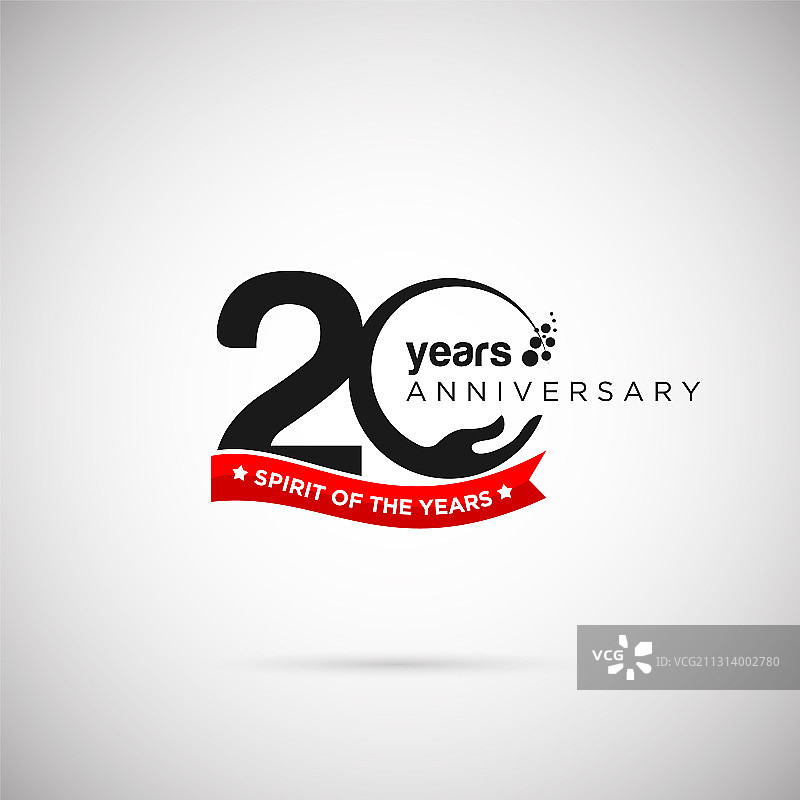 20周年logo，带丝带和手图片素材