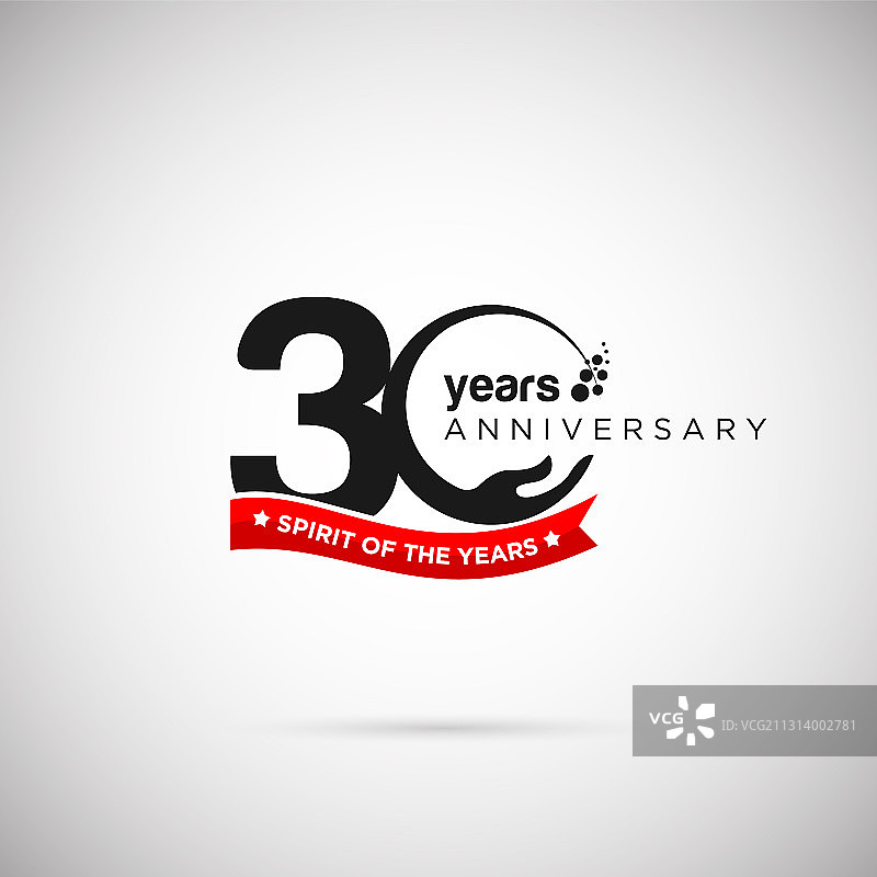 带缎带和手的30周年纪念标志图片素材