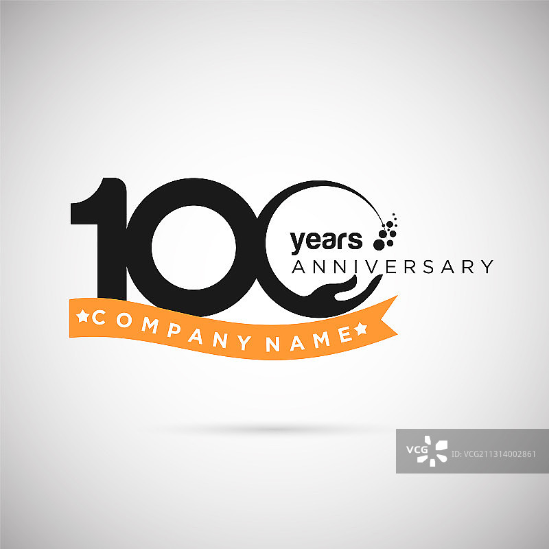 100周年纪念Logo，含缎带和手图片素材