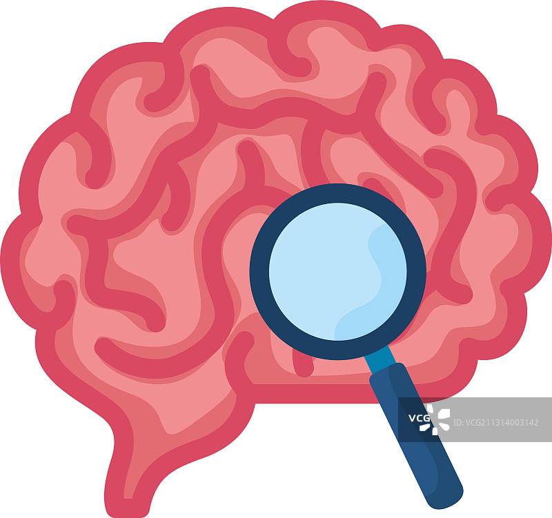 放大镜下的大脑探索图片素材