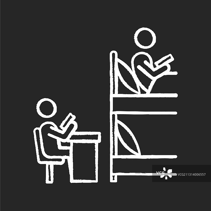 黑色背景上的室友粉笔白色图标图片素材