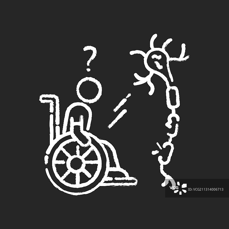 黑色背景上的多发性硬化症白色粉笔图标图片素材