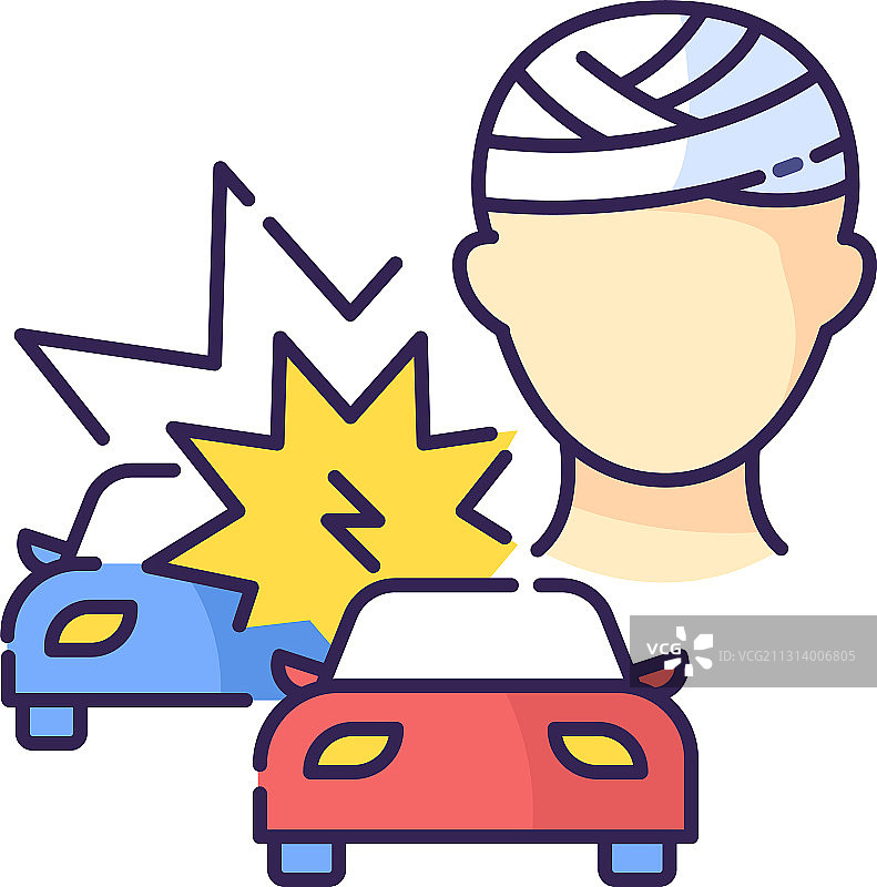 获得性脑损伤RGB颜色图标图片素材