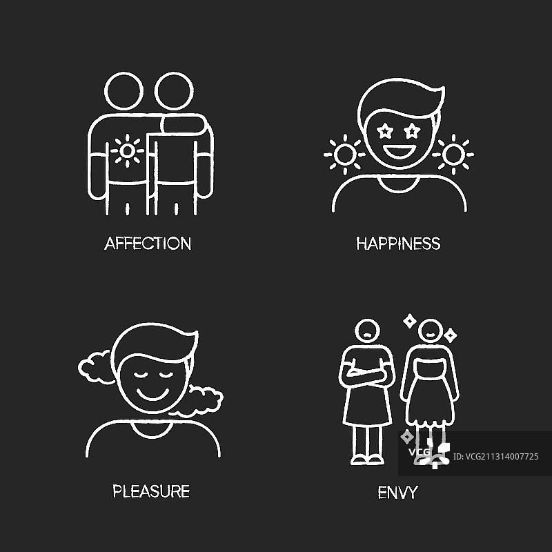 积极和消极情绪粉笔白色图标图片素材