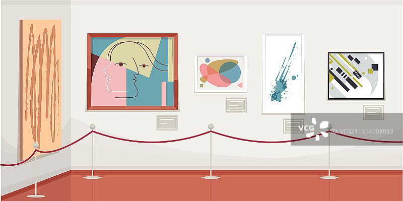 现代艺术画廊半扁平风格图片素材