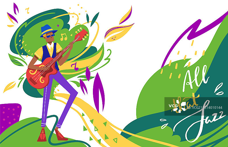 爵士音乐节卡通扁平设计图片素材