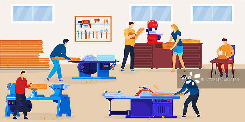 人们在进行木工卡通图片素材